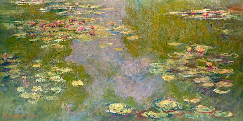 Water Lilies (1919) by Claude Monet, high resolution famous painting. Original from The MET. Digitally enhanced by rawpixel.