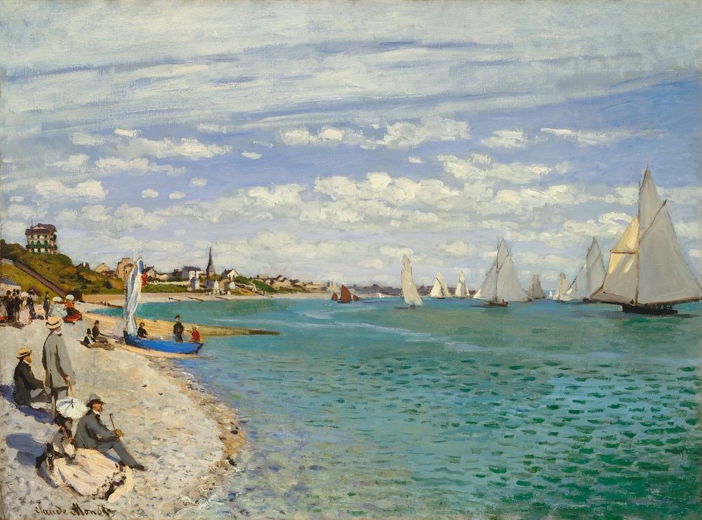 Regatta at Sainte-Adresse (1867) by Claude Monet, high resolution famous painting. Original from The MET. Digitally enhanced…