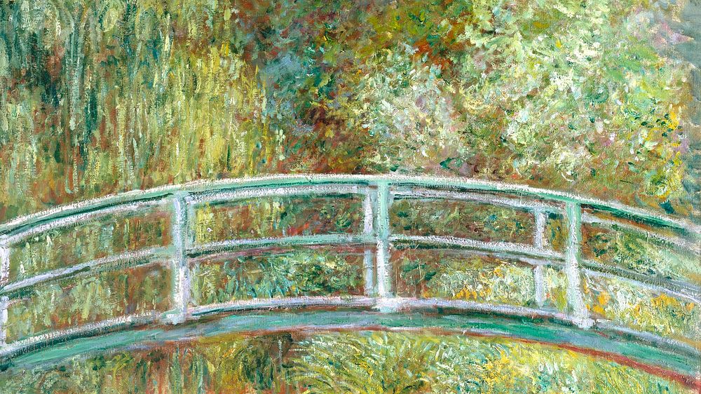 Monet pond desktop wallpaper, HD background, Bridge over a Pond of Water Lilies