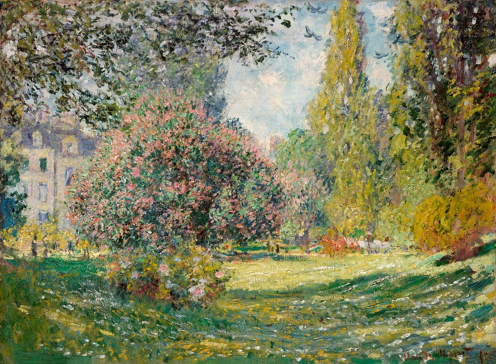 Landscape: The Parc Monceau (1876) by Claude Monet, high resolution famous painting. Original from The MET. Digitally…