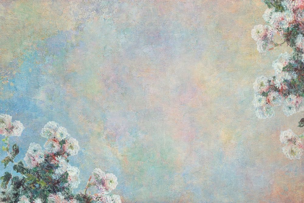 Vintage floral background psd remixed from the artworks of Claude Monet.