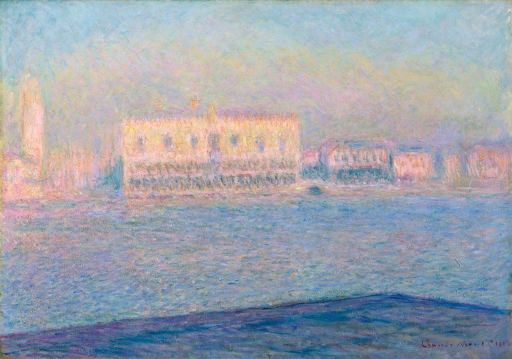 The Doge's Palace Seen from San Giorgio Maggiore (1908) by Claude Monet, high resolution famous painting. Original from The…