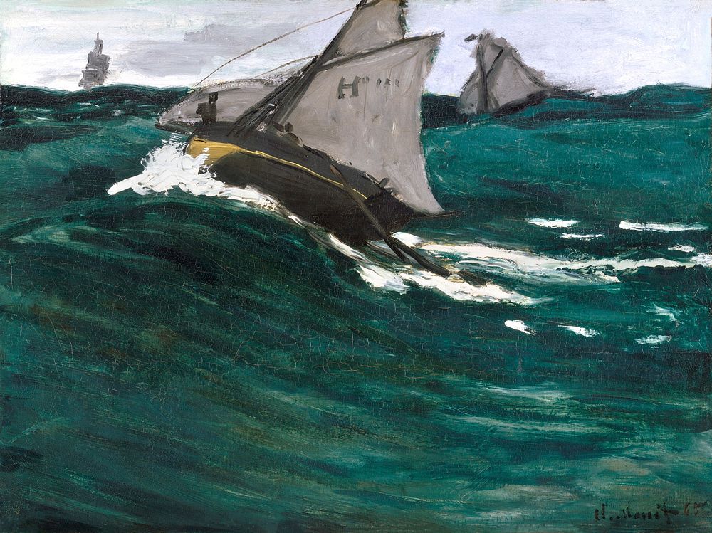 The Green Wave (1866&ndash;1867) by Claude Monet, high resolution famous painting. Original from The MET. Digitally enhanced…