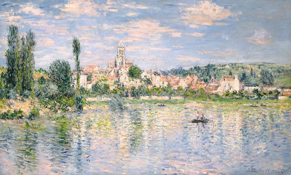 V&eacute;theuil in Summer (1880) by Claude Monet, high resolution famous painting. Original from The MET. Digitally enhanced…