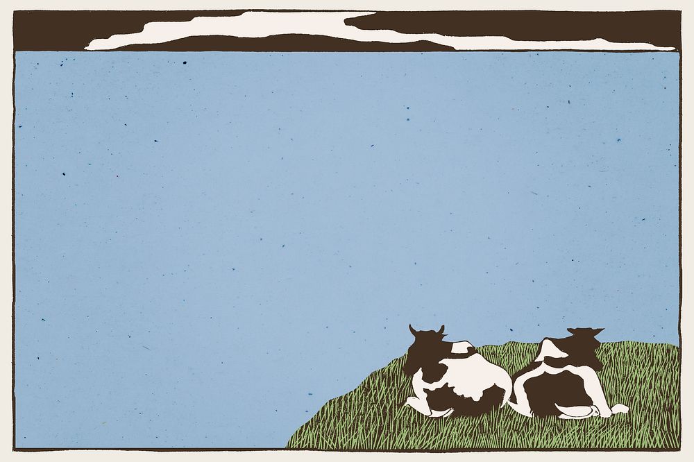 Vintage cows psd art print background, remix from artworks by Samuel Jessurun de Mesquita