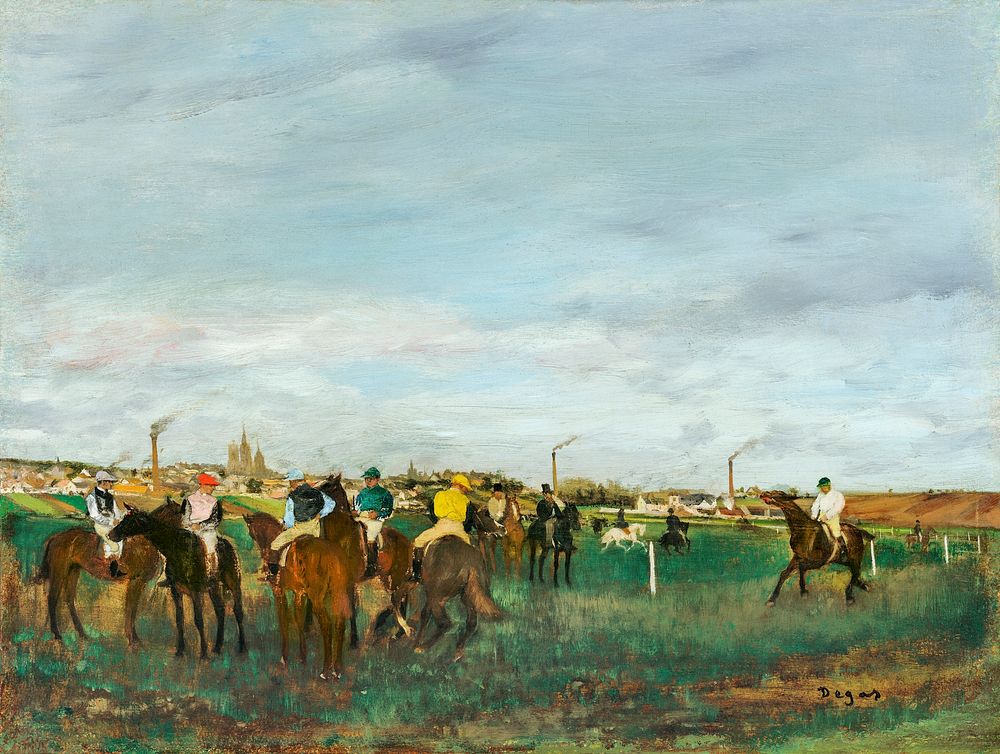 The Races (ca. 1871–1872) painting in high resolution by Edgar Degas. Original from The National Gallery of Art. Digitally…