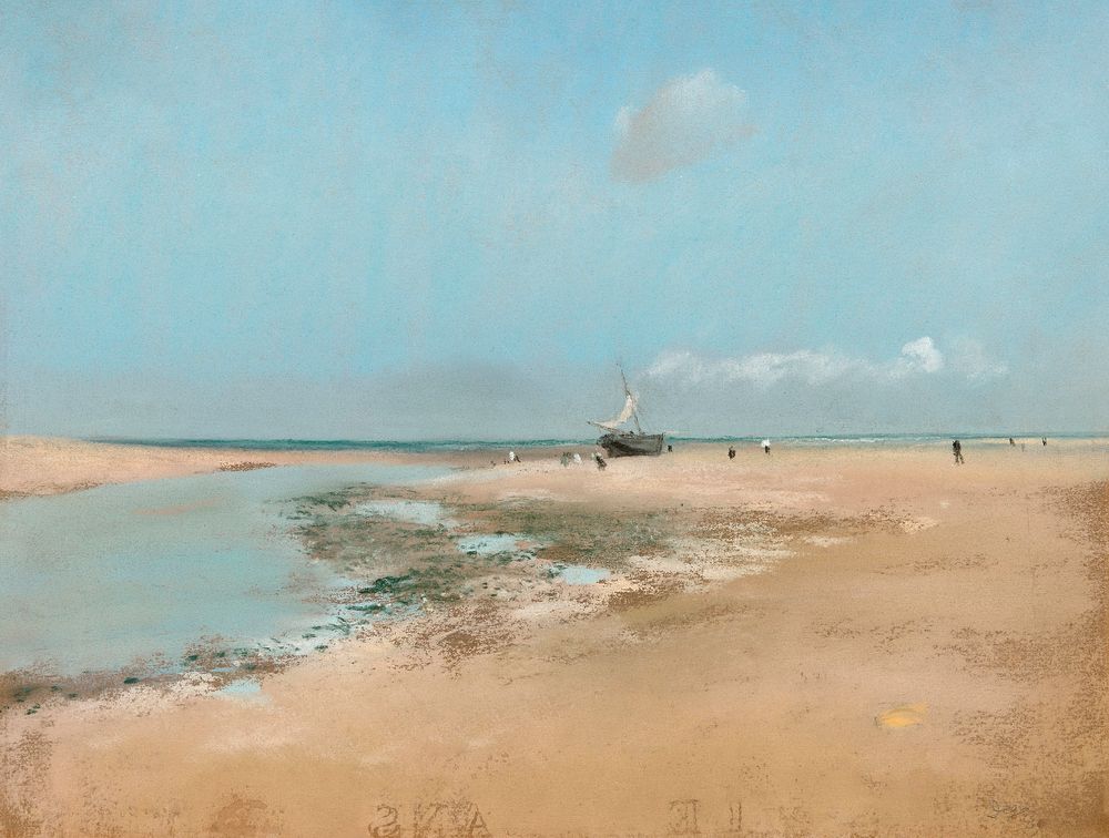 Beach at Low Tide (Mouth of the River) (1869) painting in high resolution by Edgar Degas. Original from The Art Institute of…