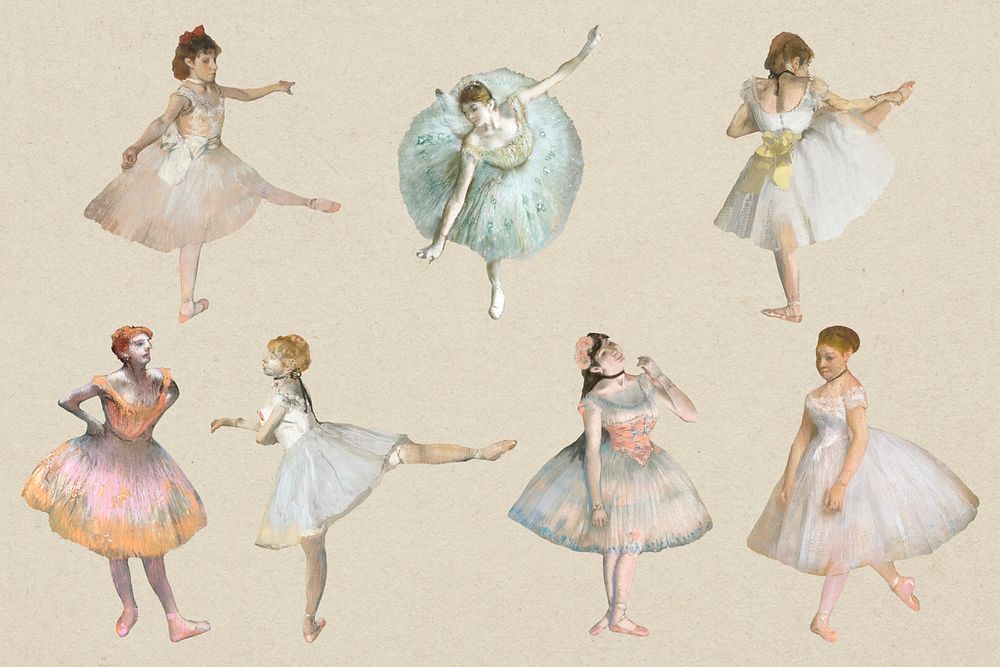 Psd ballerina set, remixed from the artworks of the famous French artist Edgar Degas.
