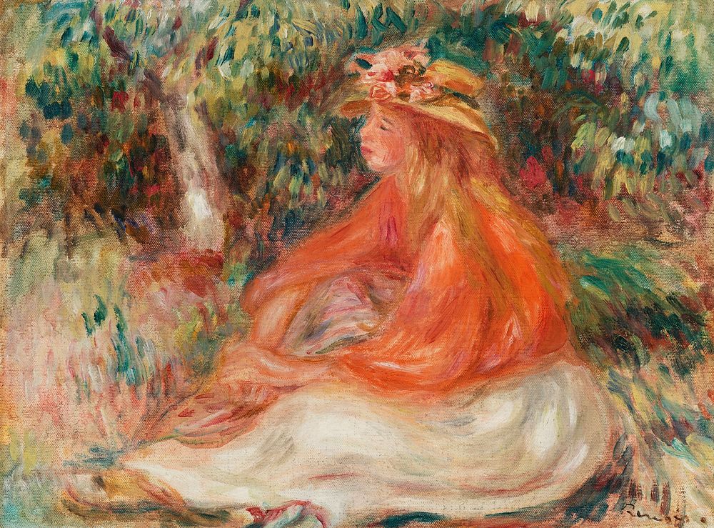 Seated Woman (Femme assise) (1910) by Pierre-Auguste Renoir. Original from Barnes Foundation. Digitally enhanced by rawpixel.
