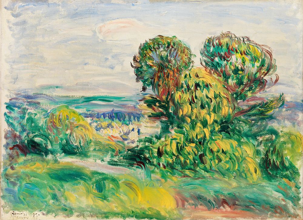 Landscape (1890) by Pierre-Auguste Renoir. Original from Barnes Foundation. Digitally enhanced by rawpixel.
