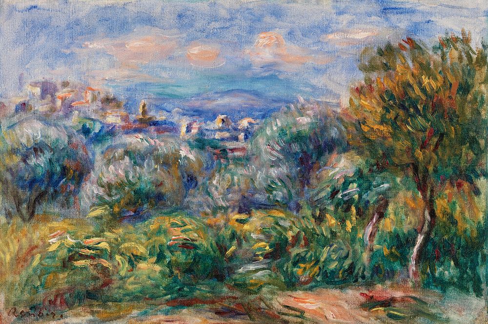 Landscape (Paysage) (1917) by Pierre-Auguste Renoir. Original from Barnes Foundation. Digitally enhanced by rawpixel.
