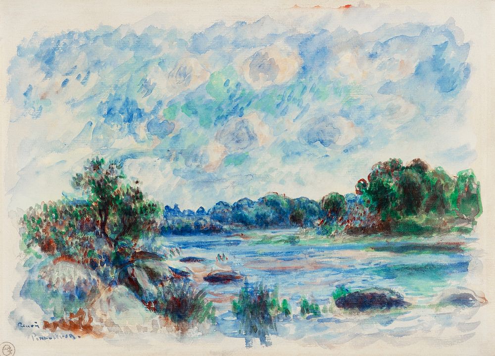 Landscape at Pont&ndash;Aven (1892) by Pierre-Auguste Renoir. Original from The Getty. Digitally enhanced by rawpixel.