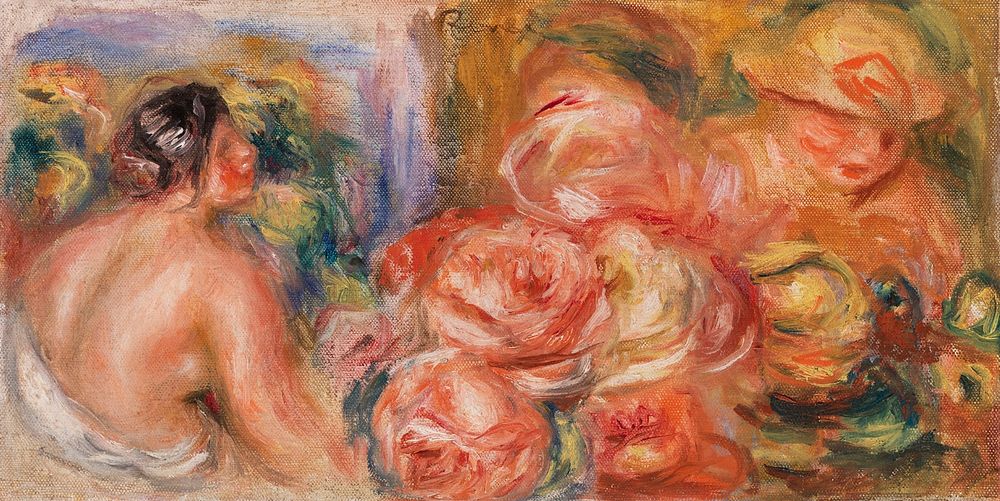 Roses and Small Nude (Roses et petit nu) (1916) by Pierre-Auguste Renoir. Original from Barnes Foundation. Digitally…