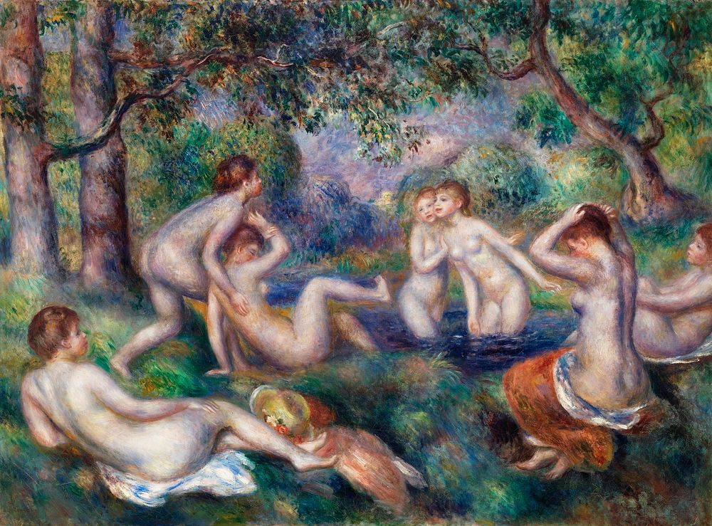 Bathers in the Forest (Baigneuses dans la for&ecirc;t) (1897) by Pierre-Auguste Renoir. Original from Barnes Foundation.…