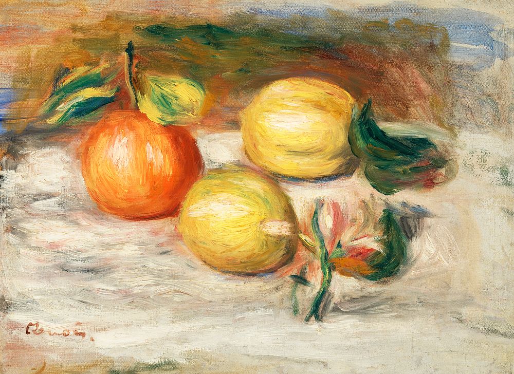 Lemons and Orange (Citrons et orange) (1913) by Pierre-Auguste Renoir. Original from Barnes Foundation. Digitally enhanced…