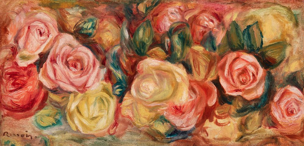Roses (1912) by Pierre-Auguste Renoir. Original from Barnes Foundation. Digitally enhanced by rawpixel.