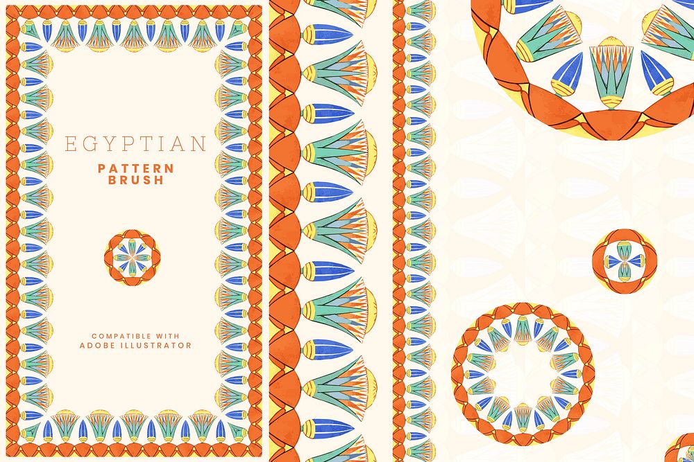 Egyptian pattern brush vector for editable designs