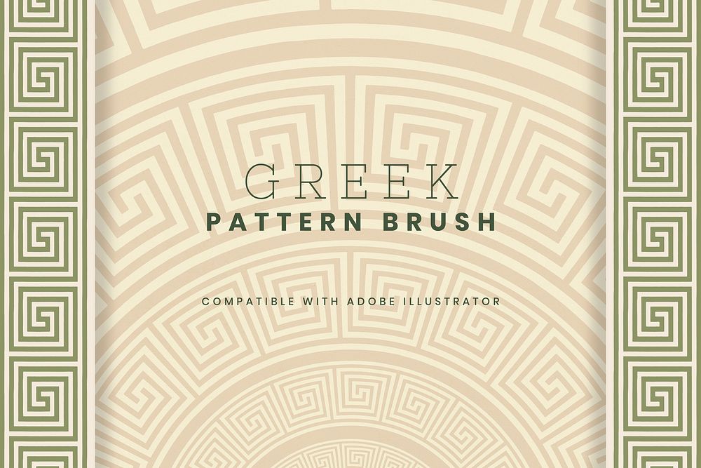 Green Greek pattern brush vector for editable designs