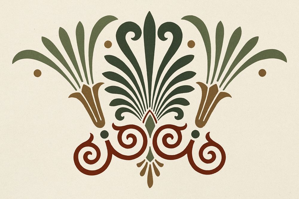 Ancient Greek psd floral element illustration