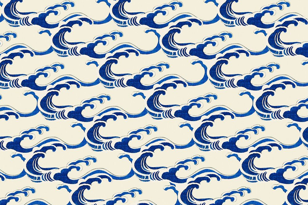 Traditional Japanese wave pattern psd, remix of artwork by Watanabe Seitei