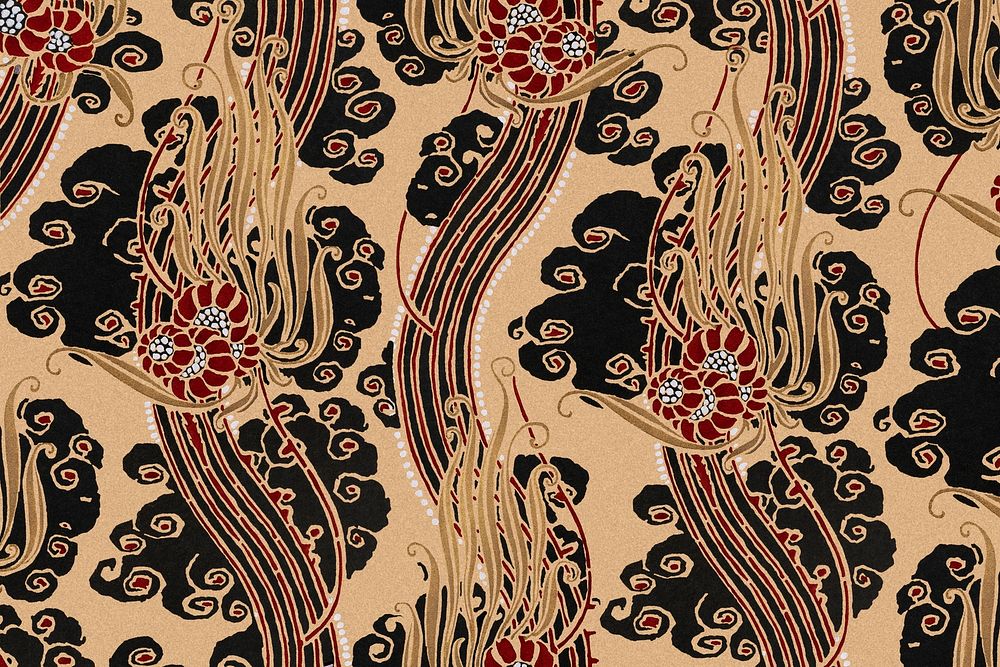 Aesthetic tree pattern, Art Deco background in oriental style