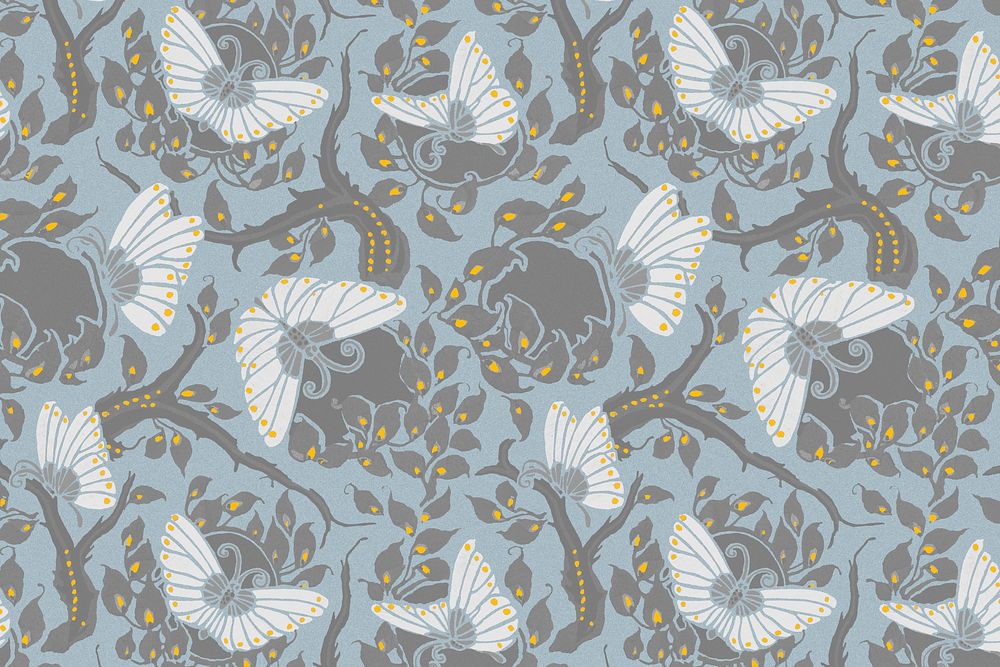 Art Nouveau butterfly pattern background psd