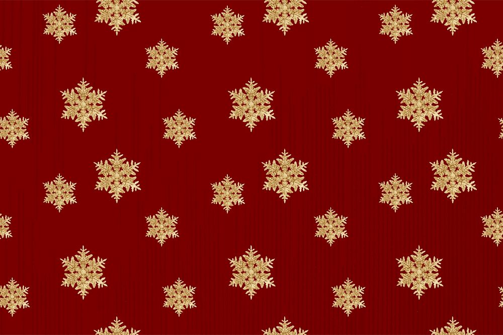 Red New year snowflake pattern background vector, remix of photography by Wilson Bentley