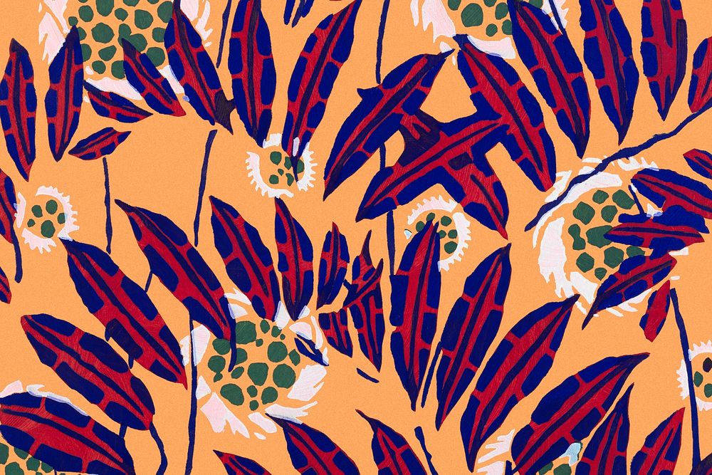 Aesthetic flower pattern background, vintage floral Art Nouveau fabric design psd