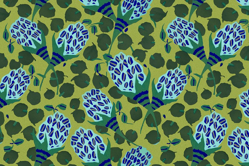 Aesthetic flower pattern background, vintage floral Art Nouveau fabric design psd
