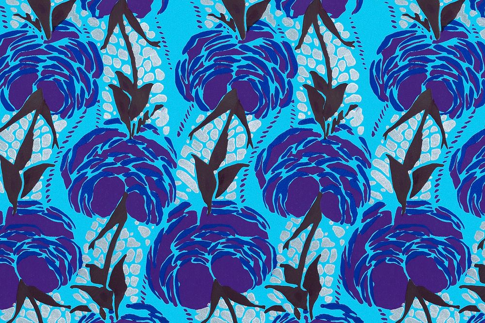 Aesthetic seamless flower pattern background, vintage floral Art Nouveau fabric design psd
