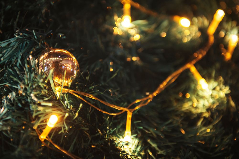 Christmas lights in a Christmas tree