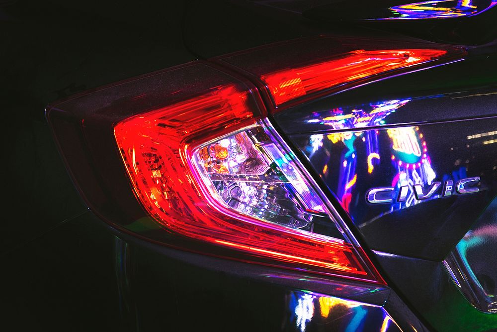 Taillights of a Honda Civic car. DECEMBER 29, 2020 - BANGKOK, THAILAND