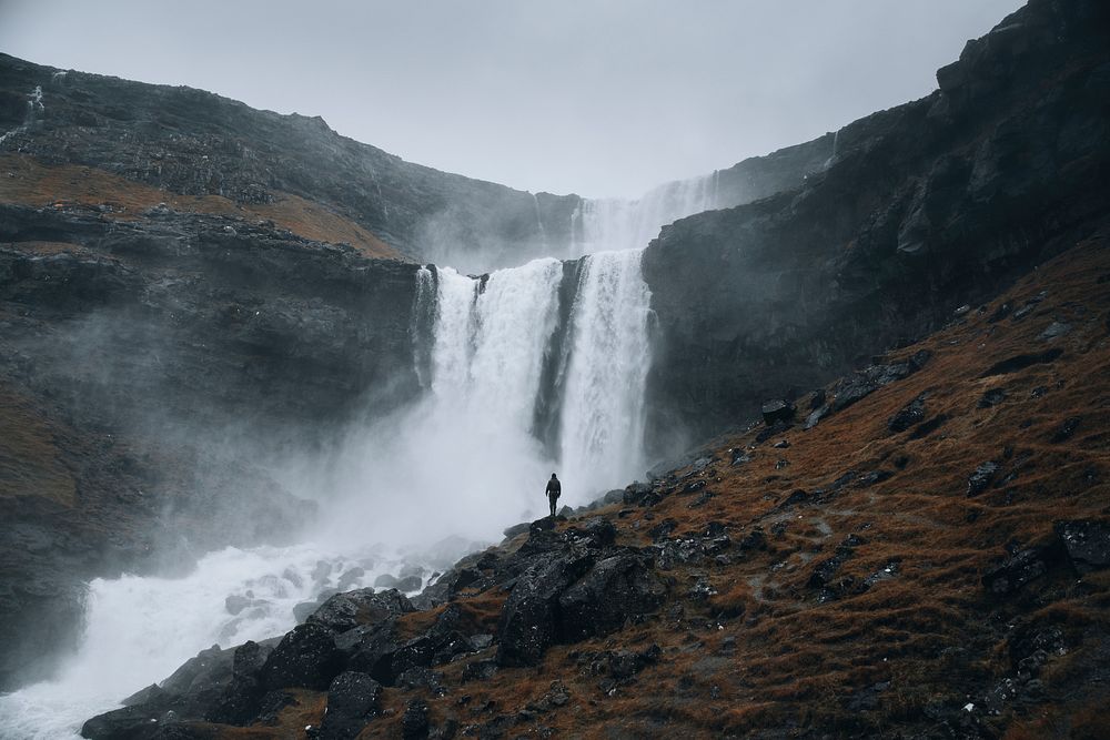 View of natural highland waterfall