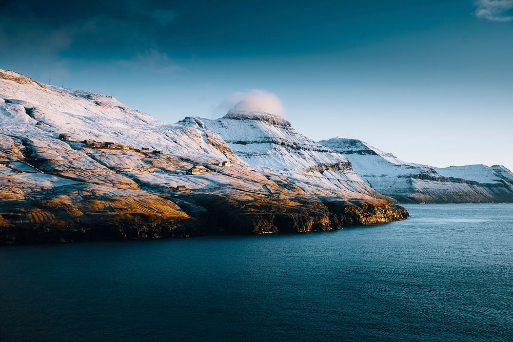 Snowy peaks in Faroe Islands