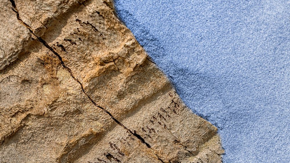 Blue sand with a piece of wood textured background