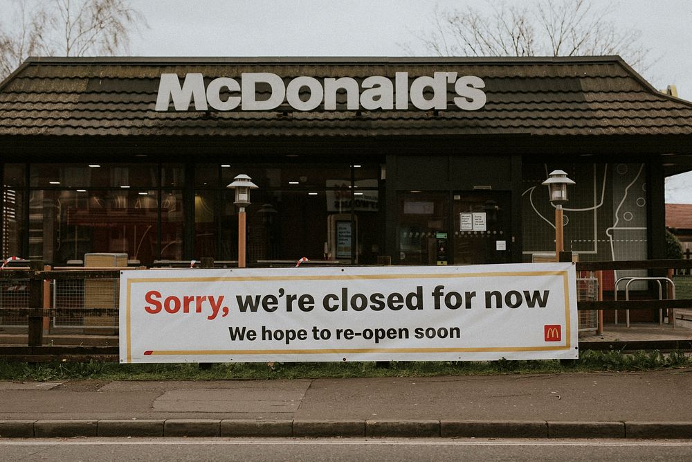 McDonald's closed due to coronavirus pandemic. BRISTOL, UK, March 30, 2020