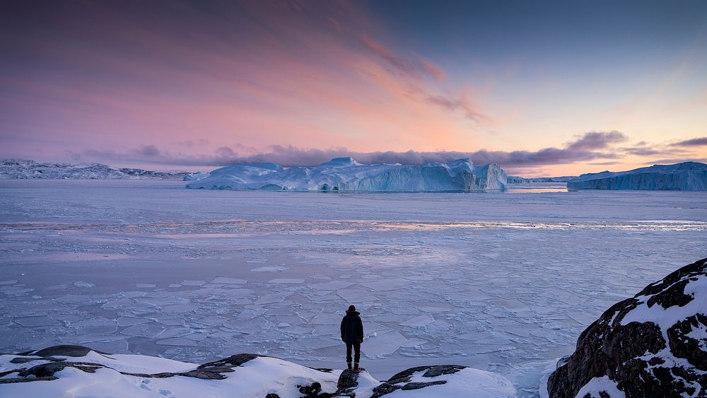 Adventure desktop wallpaper background, frozen sea in Greenland