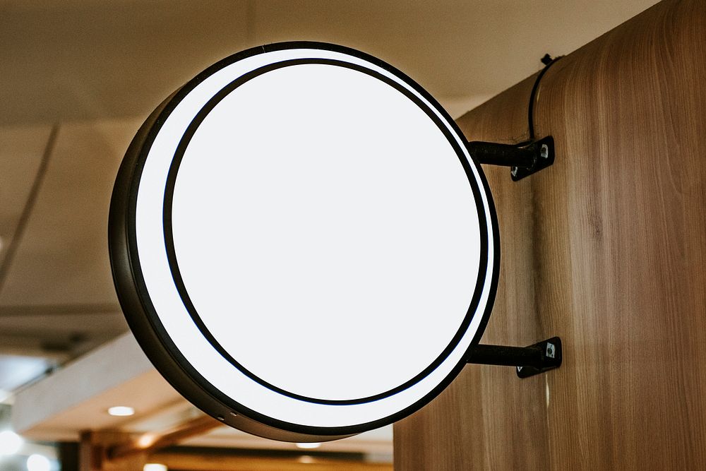 Circle sign mockup psd for cafes and restaurants