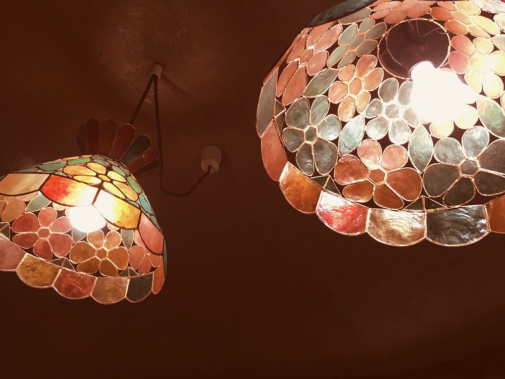 Mosaic glass ceiling lights