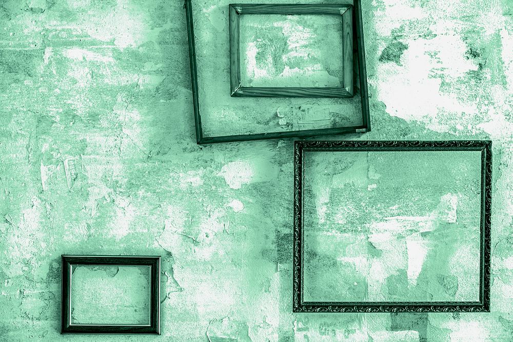 Grunge green wall old frame set