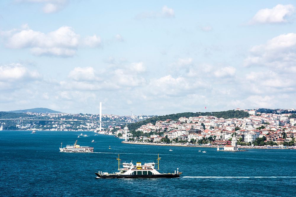 Istanbul's ocean scene with cruise ship