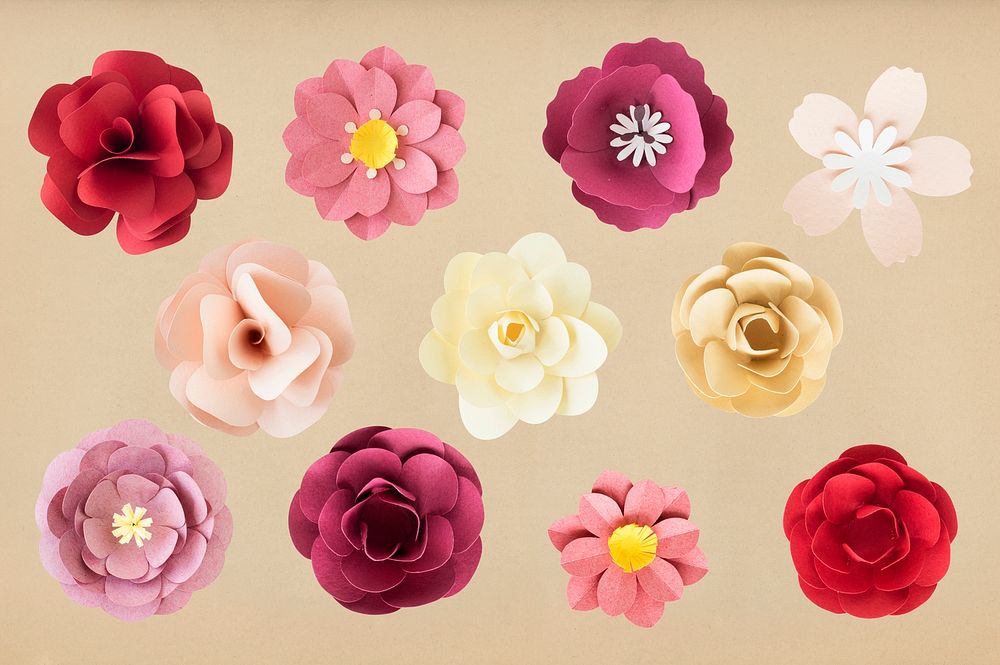 Set of flowers made out of paper