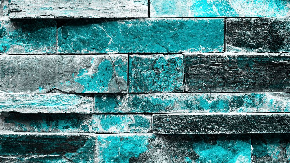 Old teal brick wall background