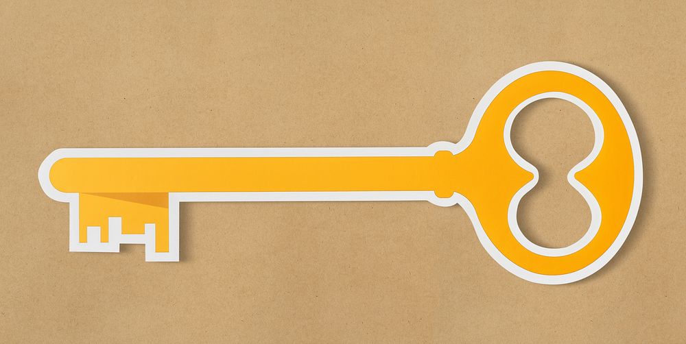 Golden key security access icon