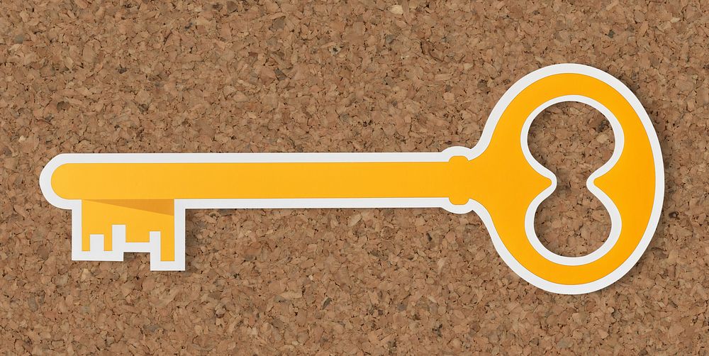 Golden key security access icon