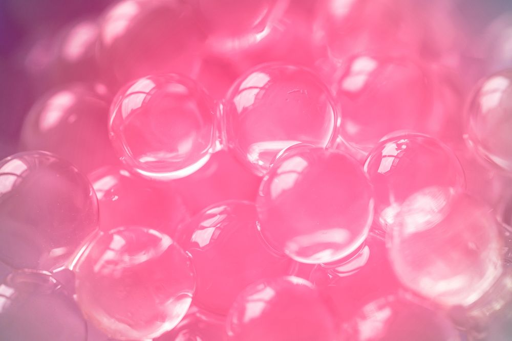 Close up of pink tapioca bubbles with effect
