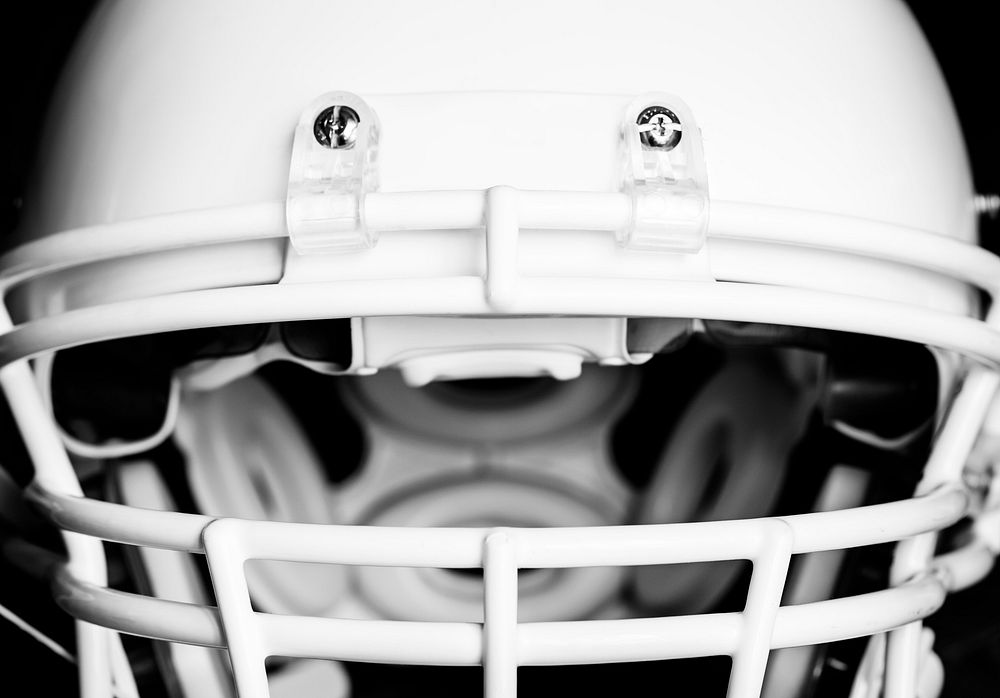 Closeup of American football helmet