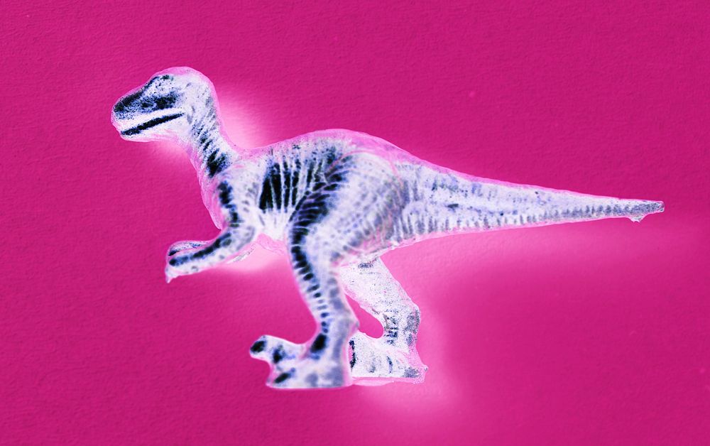 Aerial view of dinosaur toy with negative effects