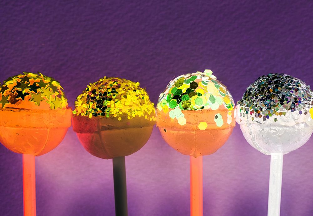 Closeup of different flovoured lollipop