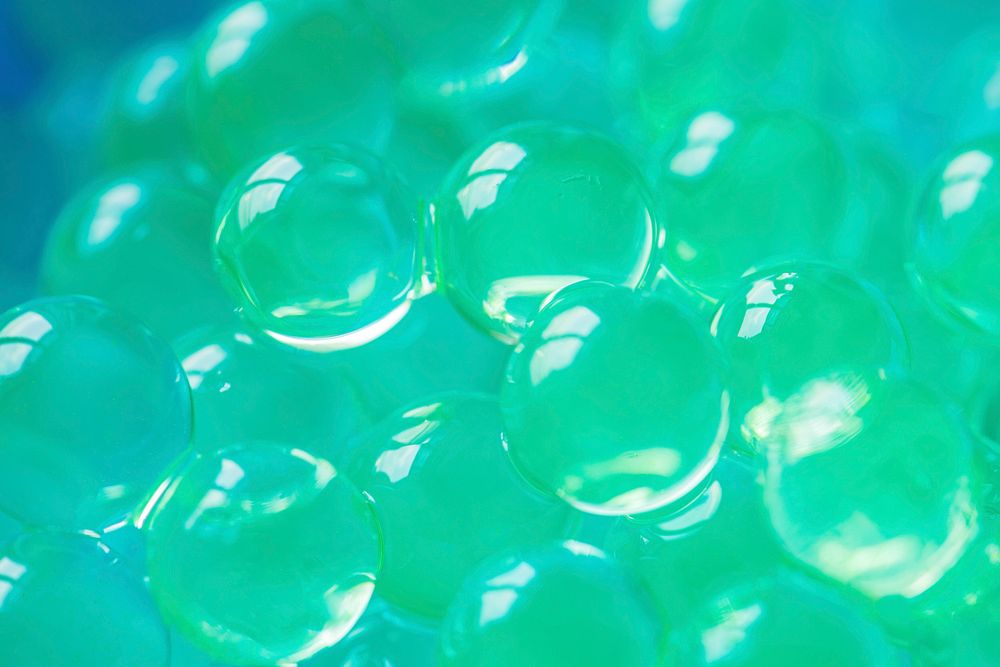 Close up of green tapioca bubbles with effect